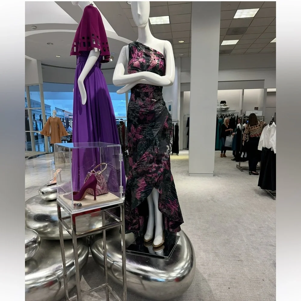 Rickie Freeman for Teri Jon Floral One-Shoulder Evening Dress - Picture 13 of 16